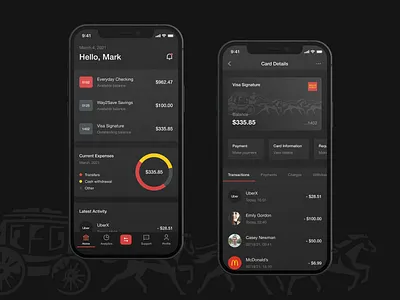 Dark Theme Concept account analytics app bank concept concept design dark mode dark theme design fargo mobile app mobile ui redesign ui ux wells wells fargo