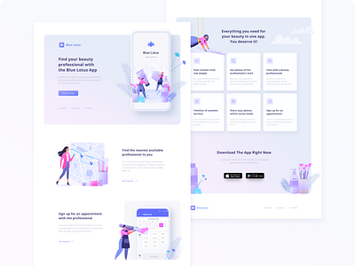 Blue Lotus App app beauty service concept concept design design figma landingpage mobile ui ux web website