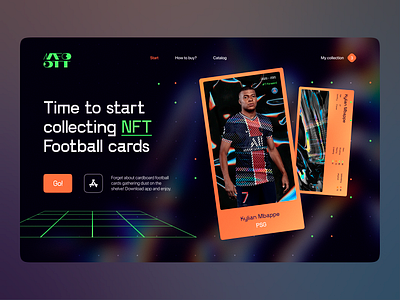 NFOOT - NFT Football cards store app crypto dark design ecommerce football green landing mbappe nft nftart orange soccer sport store ui uiux ux web website