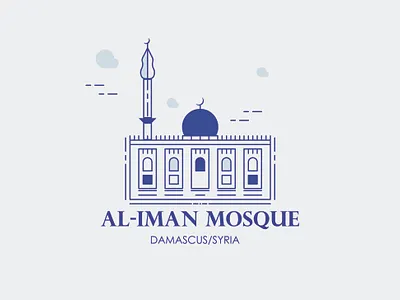 AL-IMAN MOSQUE animation art art line buildings flat illustration illustrator iman line art logo mosque vector web