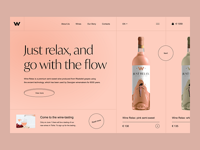 Wine shop concepte bottle bottles clean drink food landing page pink restaurant shop uidesign uiux website wine winery wineshop