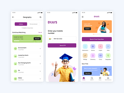 Byjus App Redesign app children app colorful design e learning app education app education website mobile app design online class student app ui design