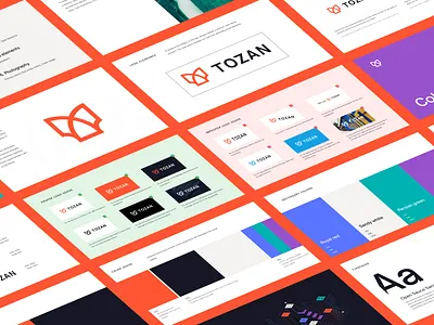 Tozan brand guide abstract ai brand guidelines brand identity clean flat graphic design illustrations illustrator line illustrations logo logo guidelines logomark minimal modern red simple startup technology vector
