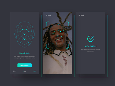 Face Unlock Mobile Application concept creative design face recognition face unlock app figma interface mobile app design mobile ui modern ui uidesign ux visual design