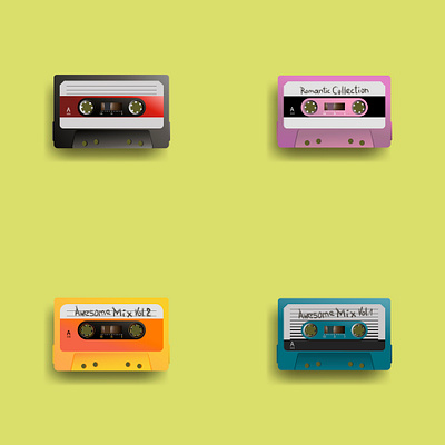 Audio Tapes 90s audio audiotape design illustration retrowave vector vintage