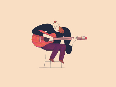 Riffin it character flat hand drawn illustration
