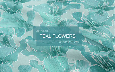 TEAL FLOWERS seamless patterns anakoto aqua aquamarine blue flowers cool sea flowers digital patterns fabric design fashion design illustration neon flowers pattern art pattern surface design rhododendron seamless patterns stylized trending flowers tial flowers trending clipart turquoise pattern