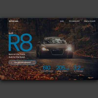 Audi R8 design typography ui web