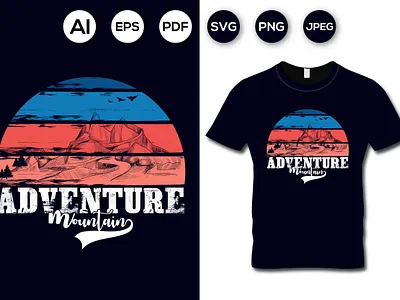 AWESOME Mountain Adventure HIKING TYPOGRAPHY T-SHIRT DESIGN