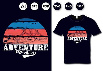 AWESOME Mountain Adventure HIKING TYPOGRAPHY T-SHIRT DESIGN