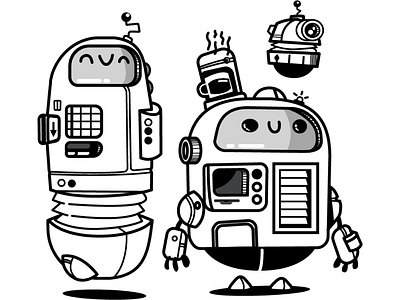 Tracing robots flat illustration vector