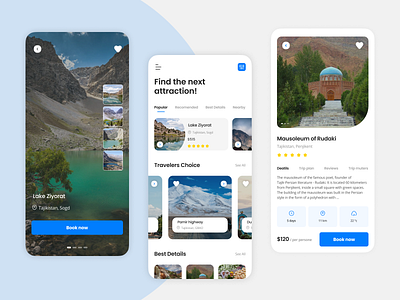 App Tajikistan travel guide app blue clean design mobile mobile app mountain tajikistan travel travel app ui ux web