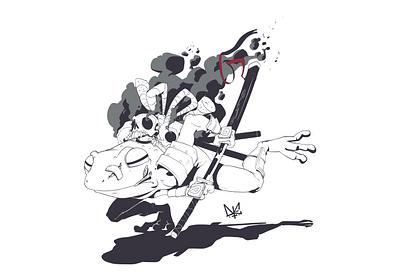 Samurai Frog 2d art art frog ink logo manga naruto print samurai skull イラスト イラストレーター