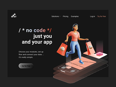 Landing page 3dillustration artist daily003 dailyuichallenge darkmode darkwebsite designer designerapp dribble dribble shot dribbleartist illustrator instaui landingpagedesign nocode ux uxdesign uxdesigner uxdesigners visualdesigner