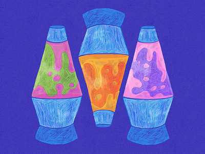 Groovy Lamps 70s digital illustration funky groovy illustration lava lamp neon object illustration procreate spot illustration texture