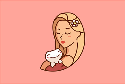 Feminime cute design feminime gecko girl logo mascot mascotlogo pet pink