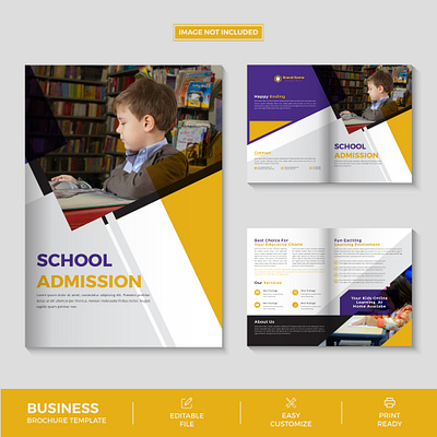 School Admission Bi Fold Brochure advertising background bifold brochure business catalog company corporate cover flyer layout magazine marketing modern page poster presentation print publication template