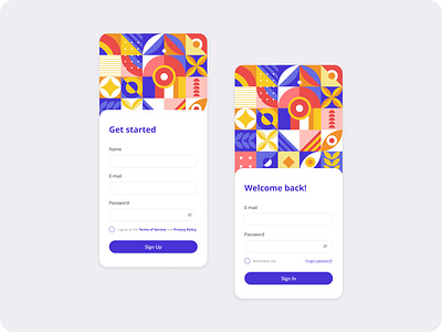 Sign Up / Sign In mobile form colorful colors design form geometric geometric design geometry minimal minimalism mobile mobile ui purple sign up form simple design ui ui design uiux ux ux design vector