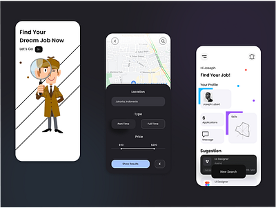 JOB APP app design icon illustration ui ux
