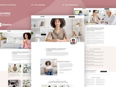 Fempire - Business Coach Elementor Template Kit business coach coach coaching consultant consulting courses female coach feminine health coach page builder trainer wordpress template