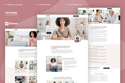 Fempire - Business Coach Elementor Template Kit business coach coach coaching consultant consulting courses female coach feminine health coach page builder trainer wordpress template