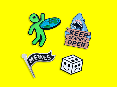 JUNK-O Enamel Pins accessories alien colorful dice emotions enamel pins flat earth jaws jewlery lapel pin memes moody pop culture shark