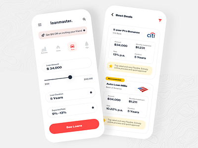 Loan Comparison and Calculator Application agency app application banking banking online compare design ecommerce ios loan loan application loan calculator loans plans product design