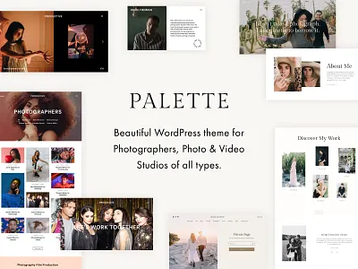 Palette — Photography Portfolio Multipurpose WordPress Theme elementor photo gallery photo studio photographer photography theme photography wordpress theme theme ui ux videographer web wedding photography woocomerce woocommerce theme wordpress workshop