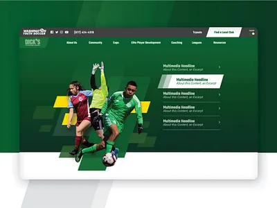 Desktop Web Design Hero for Youth Soccer Nonprofit animation art direction branding creative direction graphic design icon ui ux web website