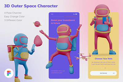 Space 3D Character Illustration 3d animation 3d art 3d character 3d illustration agency app business concept conceptual development flat illustration landing landing page page process technology vector web website