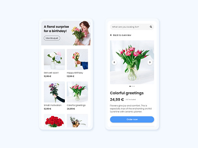 Flower shop app app application catalogue clean concept delivery design flower flowers local mobile mobile app mobile app design mobile design plant plants product page shop uiux ux