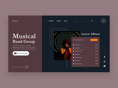 Musical Band Website UI Design Concept music music website design music website template ui ui design ui ux user interface design website concept website design