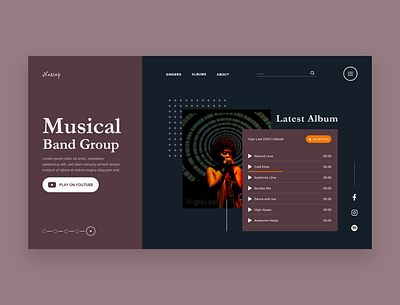 Musical Band Website UI Design Concept music music website design music website template ui ui design ui ux user interface design website concept website design