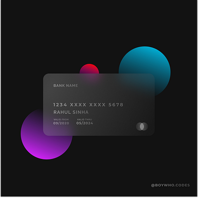 Glassmorphism Credit Card design glassmorphism ui uidesign