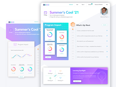 Summer school dashboard app design web