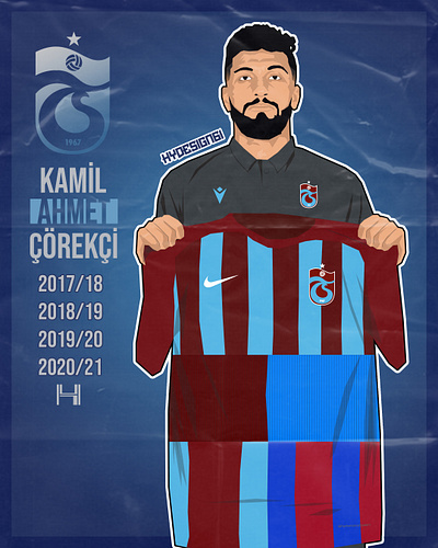 KAMİL AHMET ÇÖREKÇİ x TRABZONSPOR app bordomavi branding design forma futbol hammers illustration illustrator italia tasarım trabzonspor