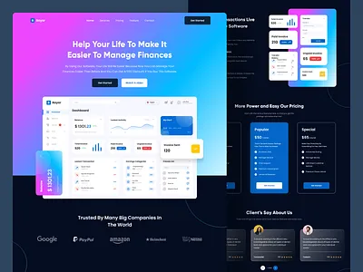 Personal Bank Landing Page clean dark mode dark ui dashboard design landing page mobile design saas design service typography ui ui design web web design website
