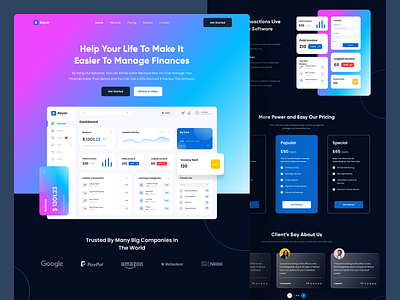 Personal Bank Landing Page clean dark mode dark ui dashboard design landing page mobile design saas design service typography ui ui design web web design website