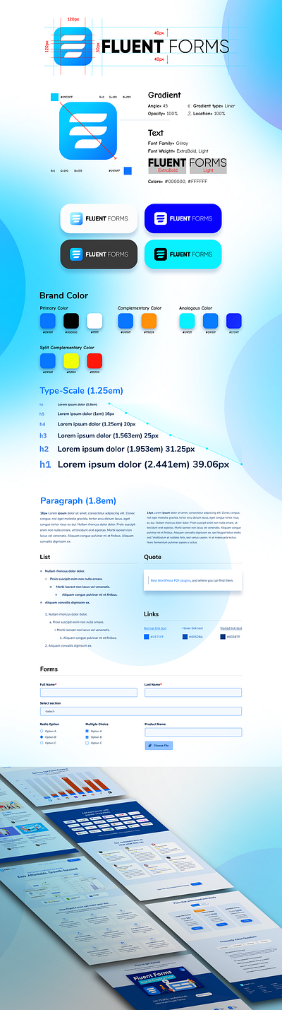 Fluent Forms - Brand Design branding design flat fluent forms logo plugin ui web website wordpress