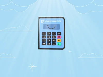 Minha Revenda Digital 2d animation 3d animation 3d art 3d modeling adobe after effects adobe ilustrator after affects card card machine character design illustration motion design