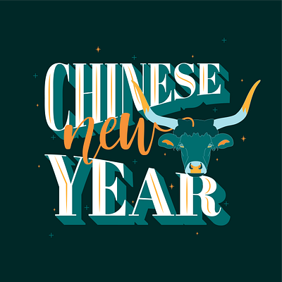 Chinese new year artist design flat graphic design illustration illustrator minimal ox typography vector year of the ox