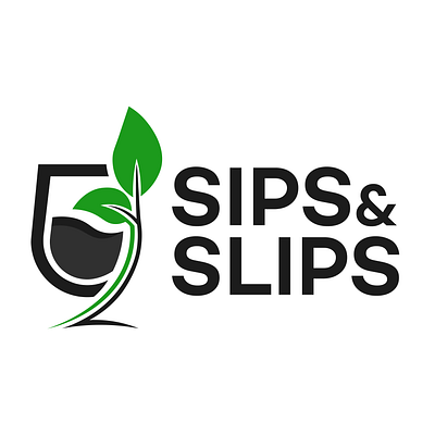 Sips & Slips Logo | Wine and gardening company artwork branding cover art design flat icon illustration logo minimal typography vector