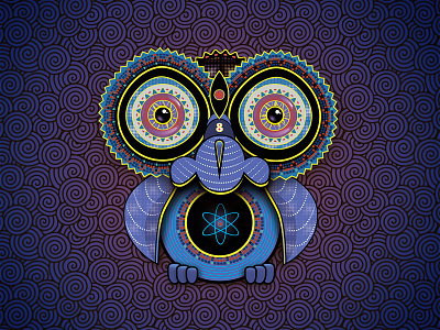 Purple owl animal art bird cute dark eyes illustration night owl psychedelic purple surreal symbol wings wisdom