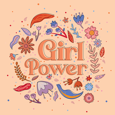 Girl Power feminine feminine design flat floral floral art illustration minimal typography vector