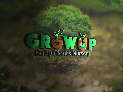 Grow Up Plant Nursery logo brand design branding graphic design illustration logo logodesign logos minimal socialmedia vector