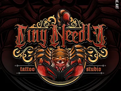 Tiny Needle tattoo custom lettering custom logo illustration lettering lettering logo neo traditional tattoo tattoo illustration tattoo lettering