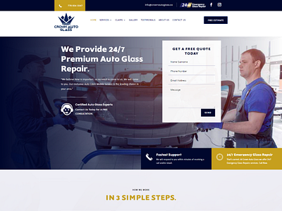 CROWN AUTO GLASS WEBDESIGN branding design illustration minimal ui ux uxdesign web web design website