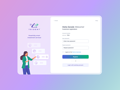 Trident investment - Sign up / Register clean ui crypto finance login screen register form sign in sign up ui ui design ux ux design