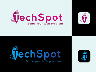 TechSpot - Tech logo brand identity branding company design graphic design illustration logo logo design minimal tech company logo tech logo technology