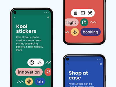 Kool stickers exploration icons illustration kool onboarding stickers ui